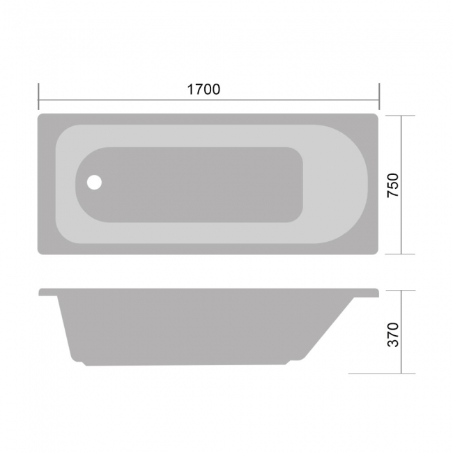 Verona Caymen Single Ended Rectangular Acrylic Bath 1700mm x 750mm