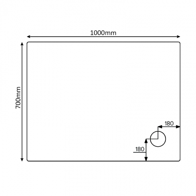 Verona Classic Deep Rectangular Shower Tray 1000mm x 700mm (inc Waste)  | Dimension Image