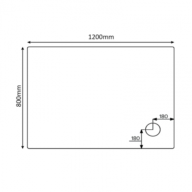 Verona Classic Deep Rectangular Shower Tray 1200mm x 800mm (inc Waste)  | Dimension Image