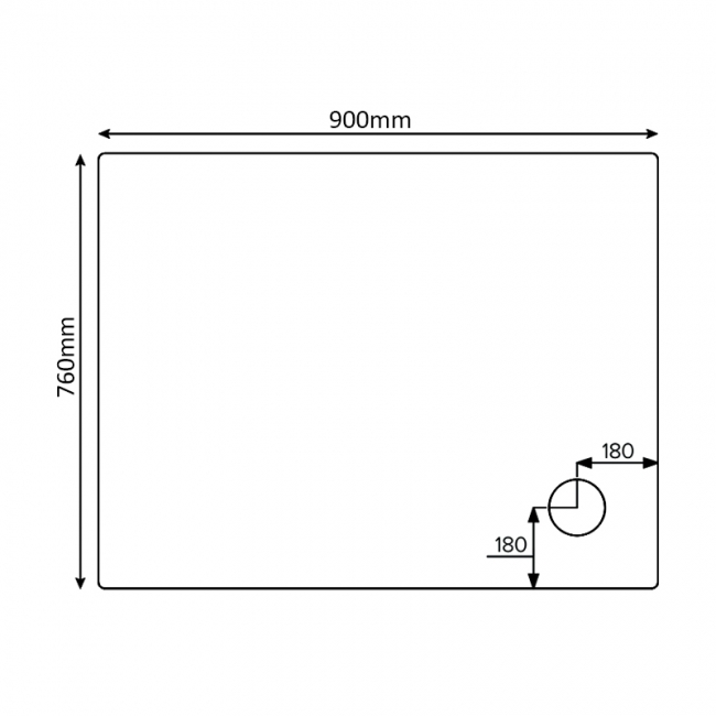 Verona Classic Deep Rectangular Shower Tray 900mm x 760mm (inc Waste)  | Dimension Image