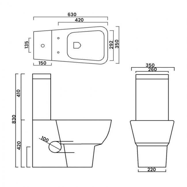 Verona Cubix Close Coupled Flush to Wall Toilet with Cistern - Soft Close Seat