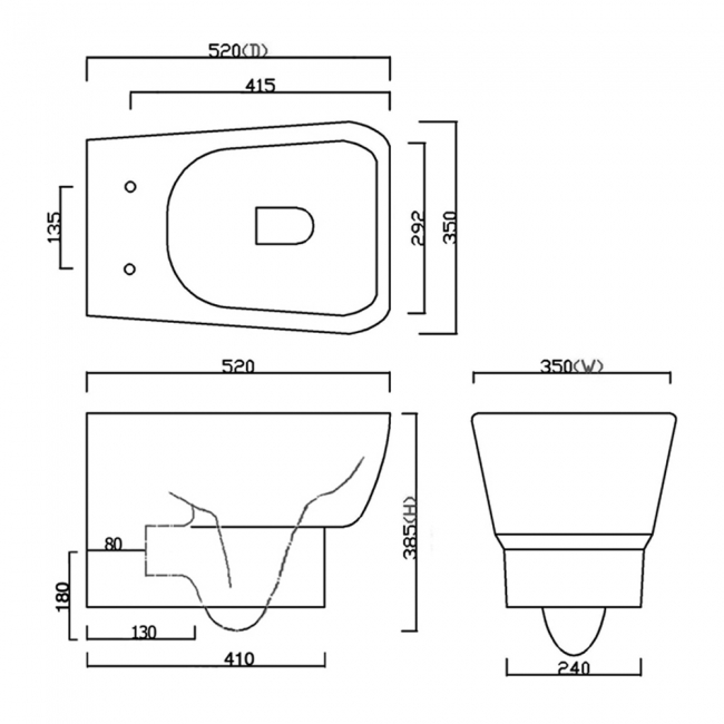 Verona Cubix Wall Hung Toilet Pan - Soft Close Seat