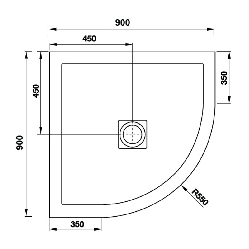 April Waifer Quadrant Shower Tray 900mm x 900mm - White Slate Effect