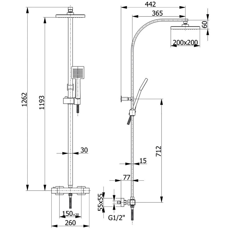 Verona Flo Thermostatic Bar Complete Mixer Shower - Chrome