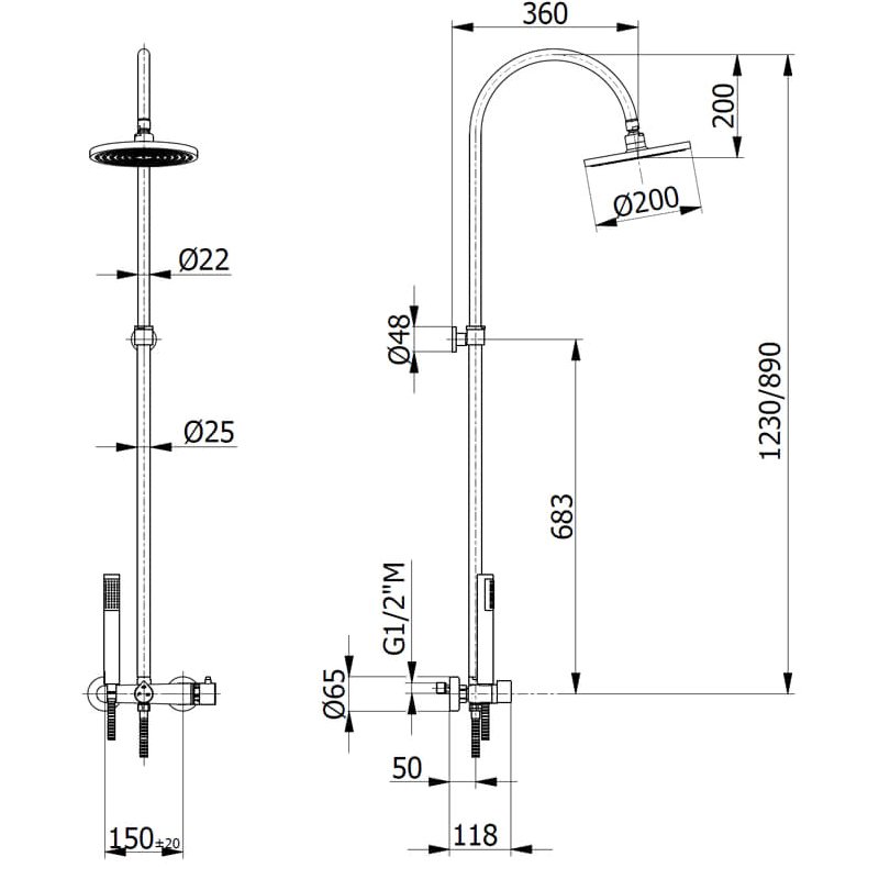 Verona Fusion Thermostatic Bar Complete Mixer Shower - Chrome