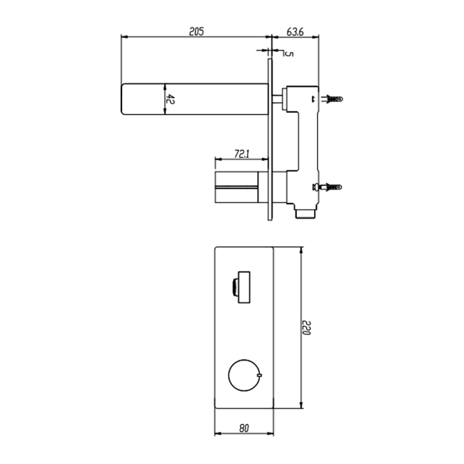 Verona Galleria Matt Black Wall Mounted Basin Mixer Tap  | Dimension Image