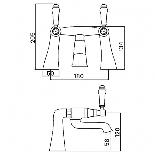 Verona Holborn Bath Filler Tap Pillar Mounted - Chrome