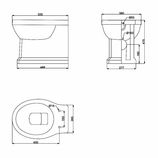 Verona Holborn Back to Wall Toilet - Soft Close Seat (Brushed Brass Fittings)