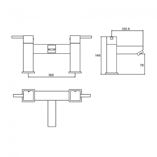 Verona Ixos 2 Hole Bath Filler Tap - Chrome