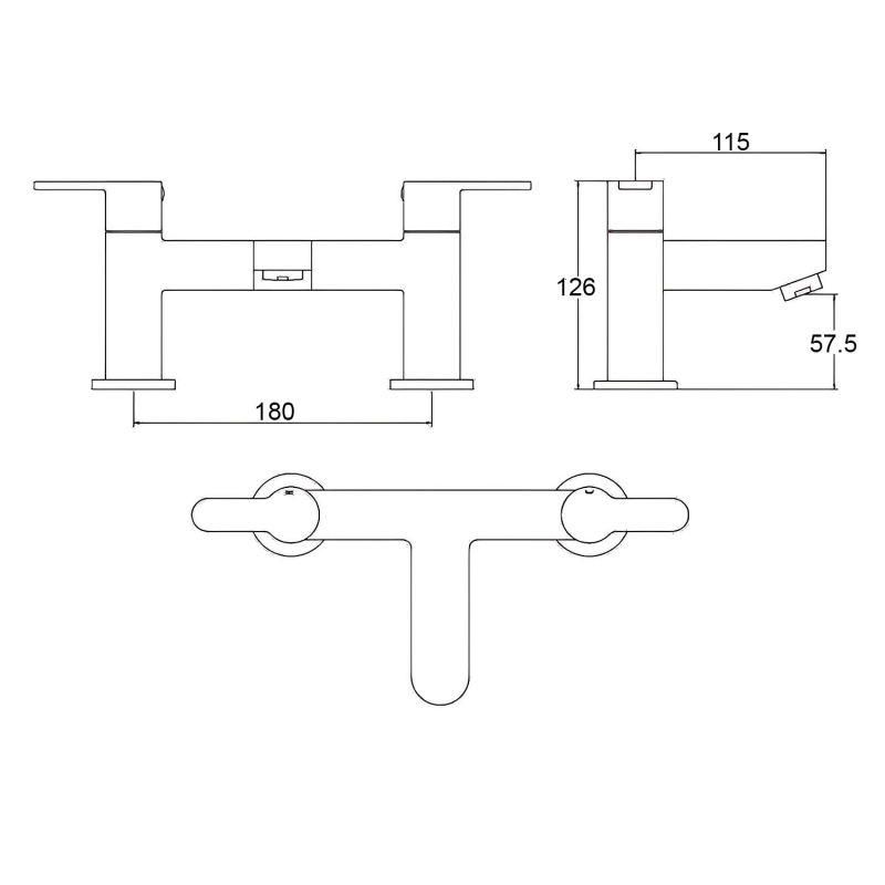 Verona Luna Bath Filler Tap Pillar Mounted - Chrome