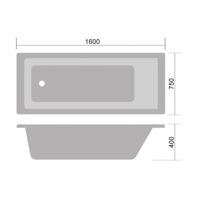 Verona Medici Tungstenite Single Ended Rectangular Acrylic Bath 1600mm x 750mm