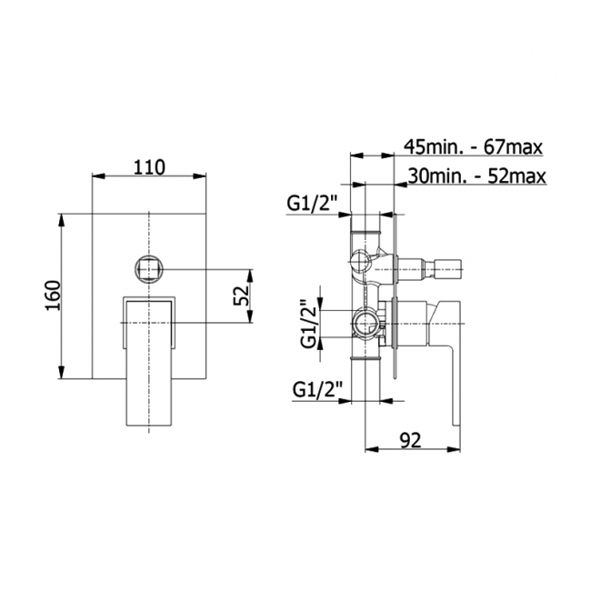Verona Move Concealed 2-Way Shower Valve Single Handle with Diverter - Chrome