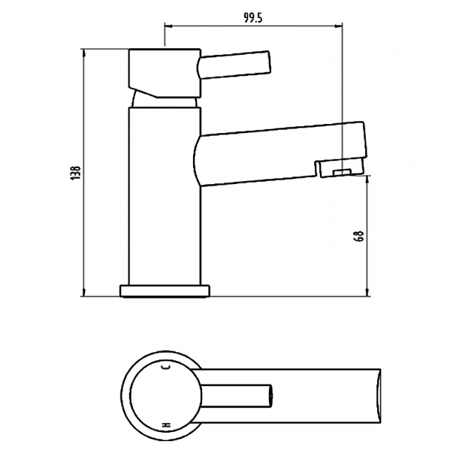 Verona Petit Mini Mono Basin Mixer Tap with Sprung Waste - Chrome