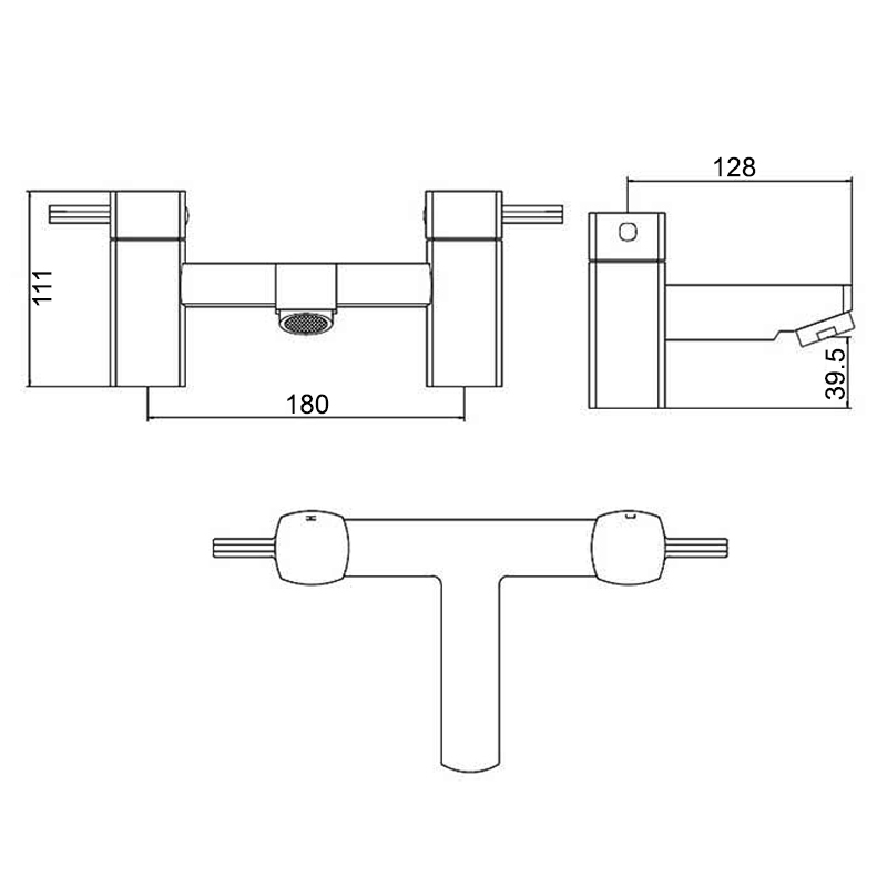 Verona Piazza Bath Filler Tap Pillar Mounted Chrome