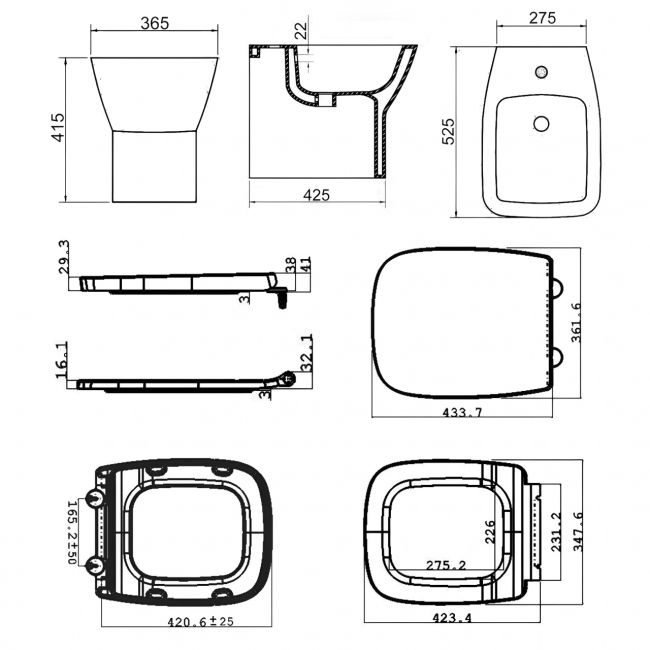 Verona Piccolo Back to Wall Toilet - Soft Close Seat