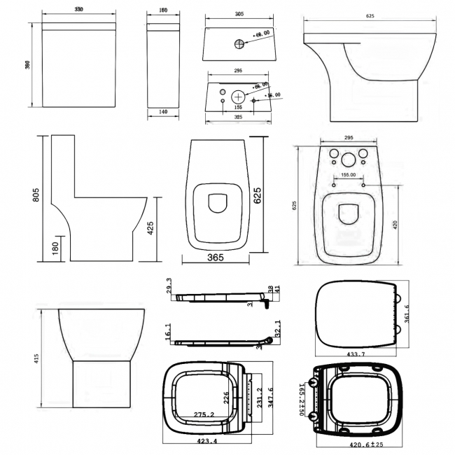 Verona Piccolo Close Coupled Toilet with Push Button Cistern - Soft Close Seat