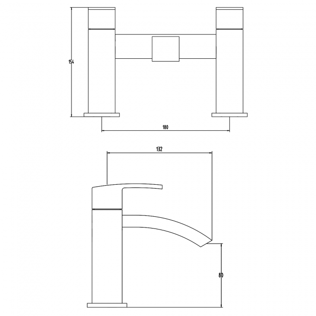 Verona Pure Waterfall Bath Filler Tap Pillar Mounted - Polished Chrome