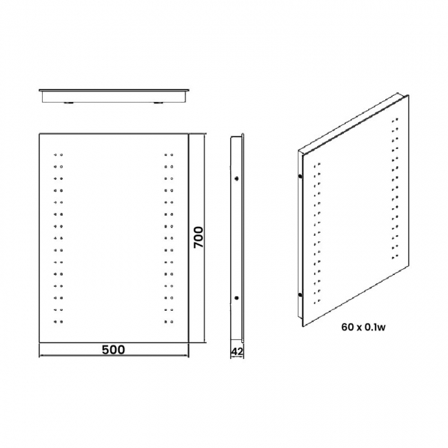 Verona Reflection LED6 Bathroom Mirror 700mm H x 500mm W LED Illuminated