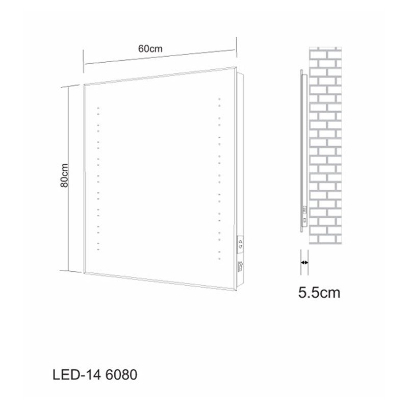 Verona Reflection Beveled Bathroom Mirror 800mm H x 600mm W LED Illuminated