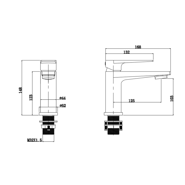 Verona Rovio Chrome Mono Basin Mixer Tap (inc Waste)  | Dimension Image