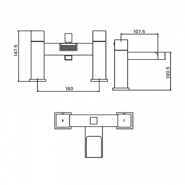 Verona Trac Waterfall Bath Shower Mixer Tap with Shower Handset - Chrome