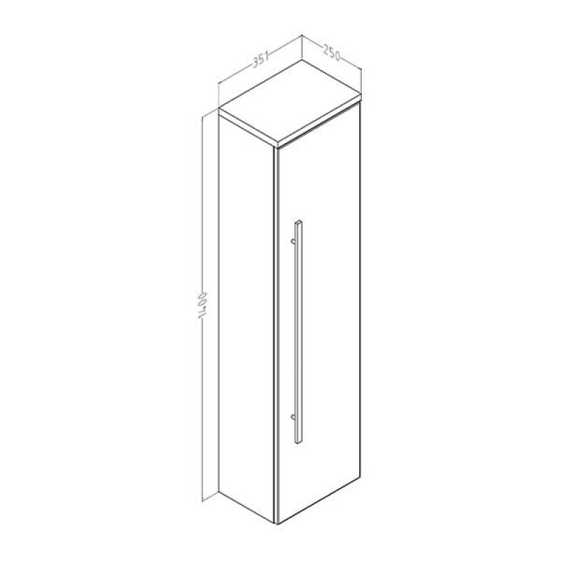Verona Trevi Tall Side Cabinet Unit 1400mm High x 350mm Wide White