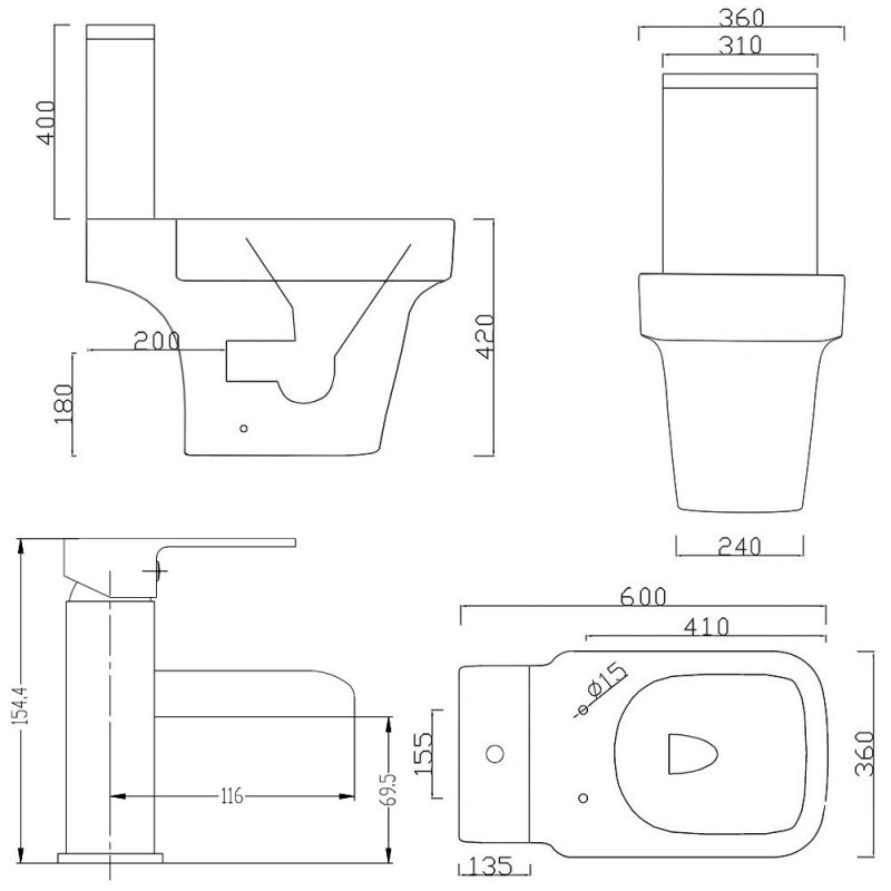 Verona Trevi Floor Standing Complete Bathroom Furniture Suite Package