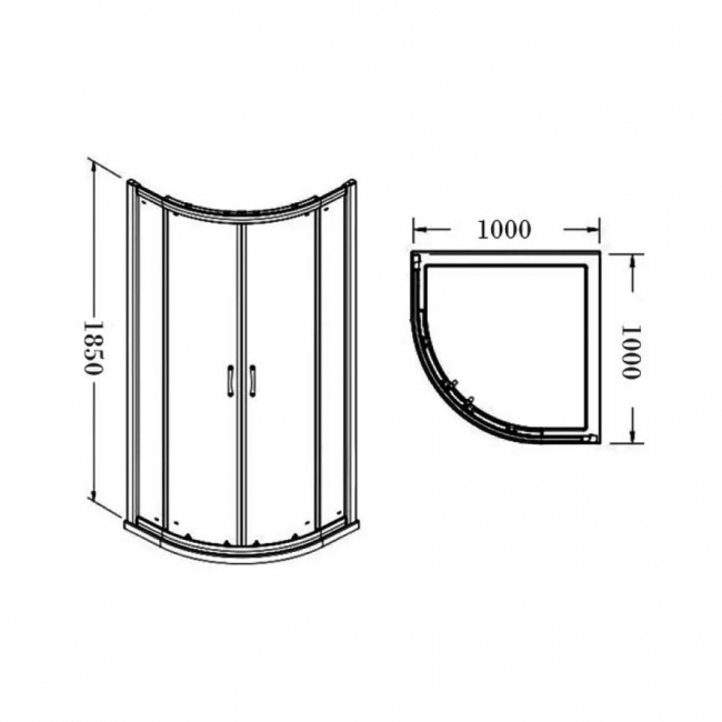 Verona Uno Quadrant Shower Enclosure with Tray 1000mm x 1000mm - 6mm Glass