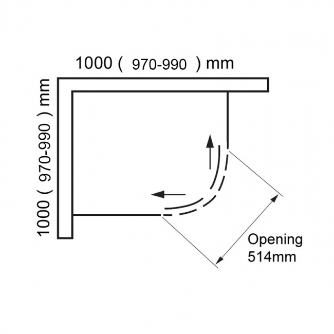 Verona Uno Quadrant Shower Enclosure 1000mm x 1000mm - 6mm Glass