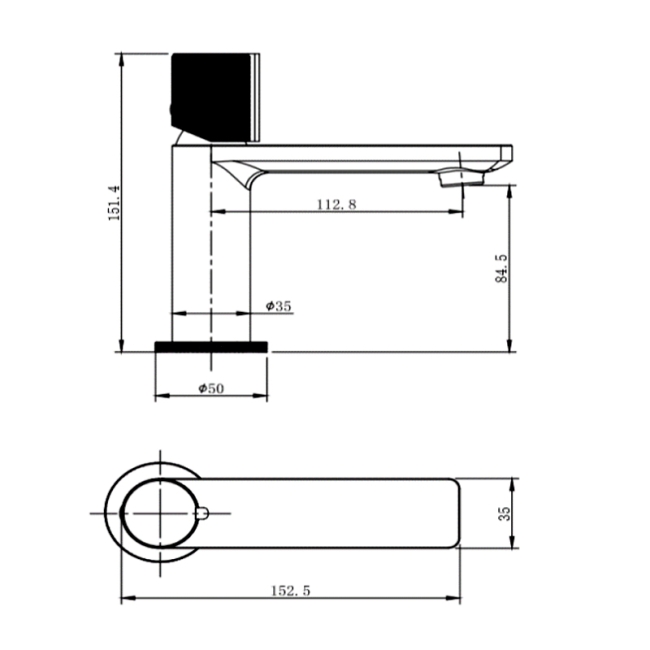 Verona Velora Brushed Brass Basin Mixer Tap (inc Waste)  | Dimension Image