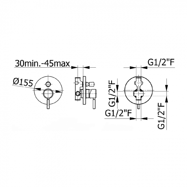 Verona Vibe Concealed 2-Way Shower Valve Single Handle - Matt Black