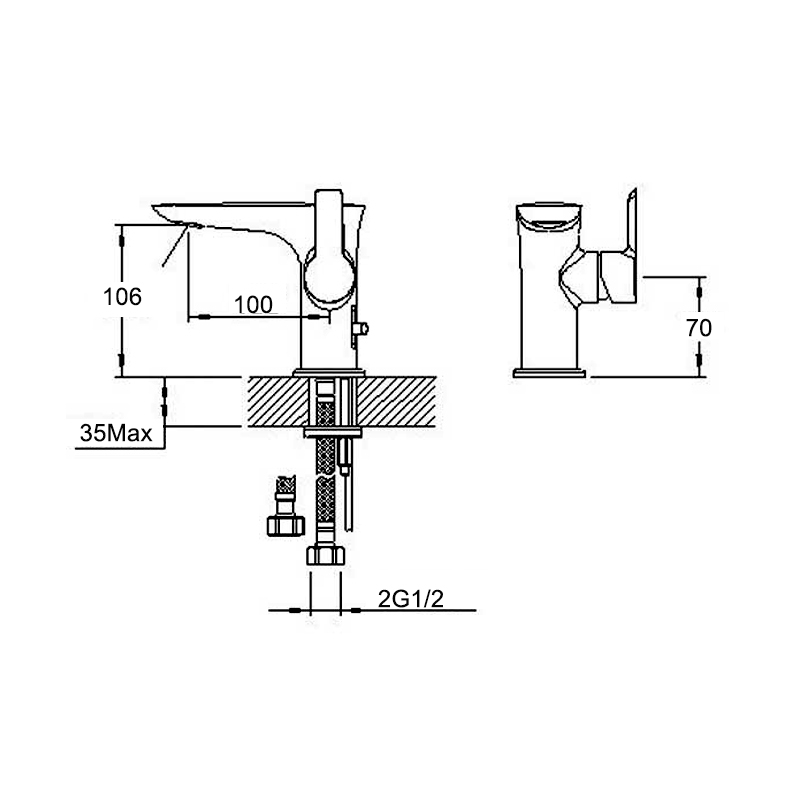 Verona Vido Mono Basin Mixer Tap with Sprung Waste - Chrome