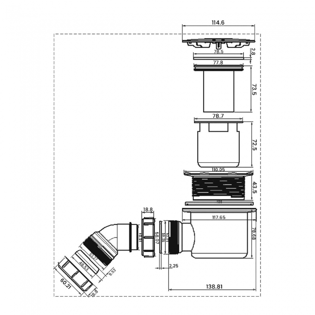 Verona 90mm Turbo Shower Tray Waste Chrome Top