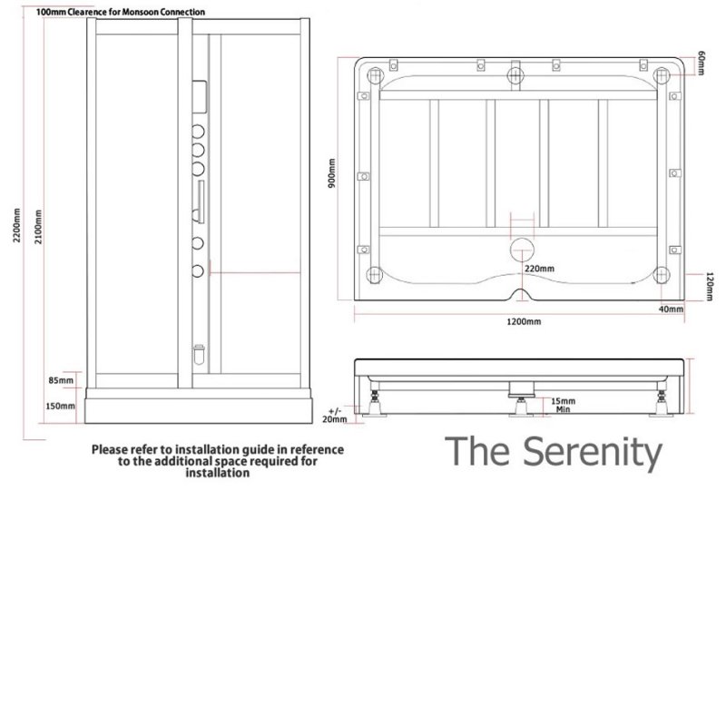 Vidalux Serenity Rectangular Steam Shower Cabin 1200mm x 900mm - Crystal White