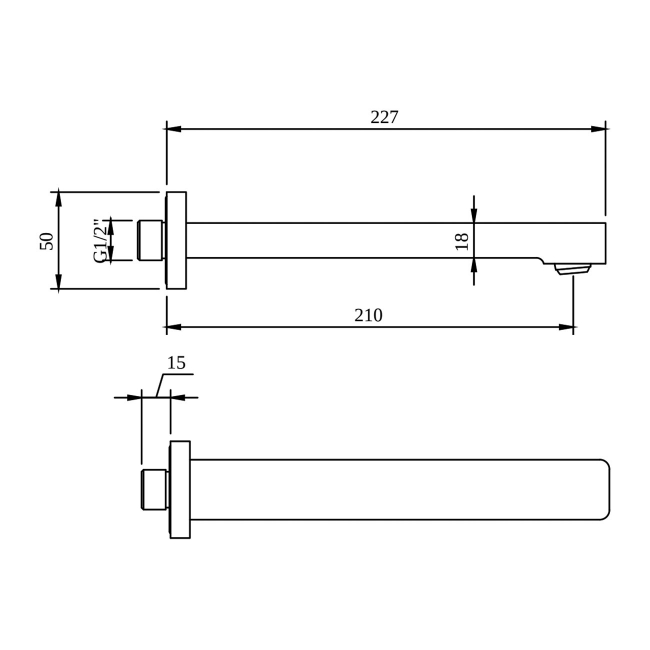 Villeroy & Boch Architectura Bath Spout Wall Mounted 227mm - Chrome