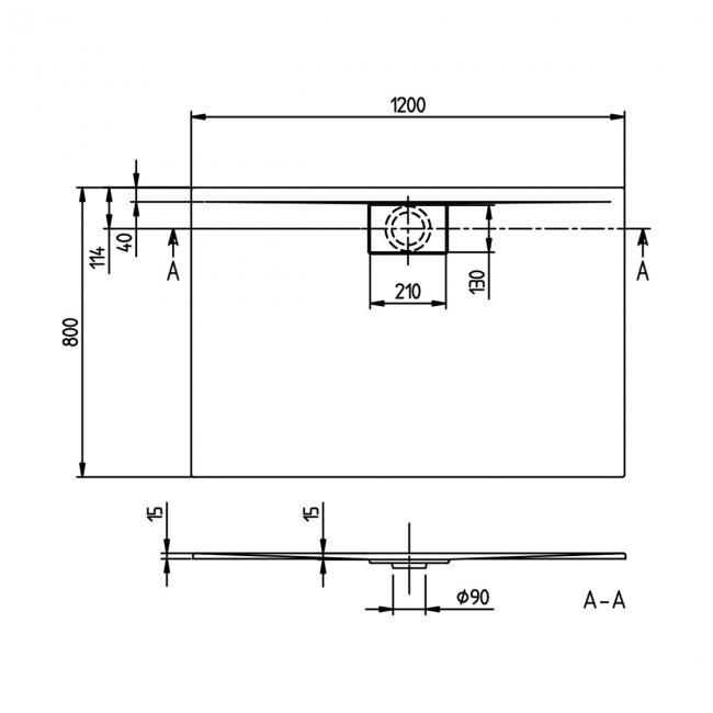 Villeroy & Boch Architectura MetalRim Grey Rectangular Shower Tray 1200mm x 800mm