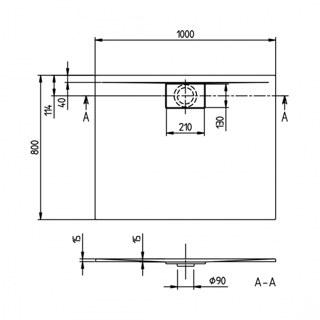 Villeroy & Boch Architectura MetalRim Grey Rectangular Shower Tray 1000mm x 800mm