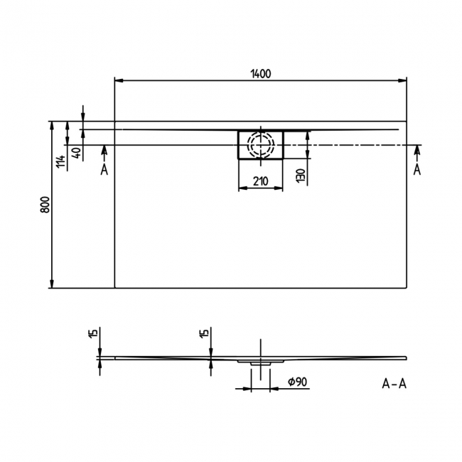Villeroy & Boch Architectura MetalRim Grey Rectangular Shower Tray 1400mm x 900mm