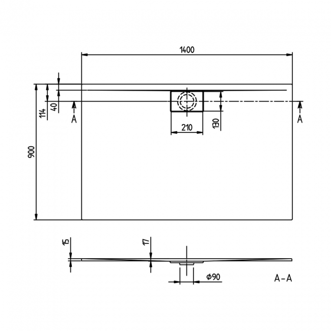 Villeroy & Boch Architectura MetalRim White Rectangular Shower Tray 1400mm x 900mm