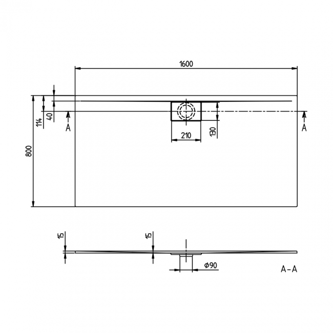 Villeroy & Boch Architectura MetalRim White Rectangular Shower Tray 1600mm x 800mm
