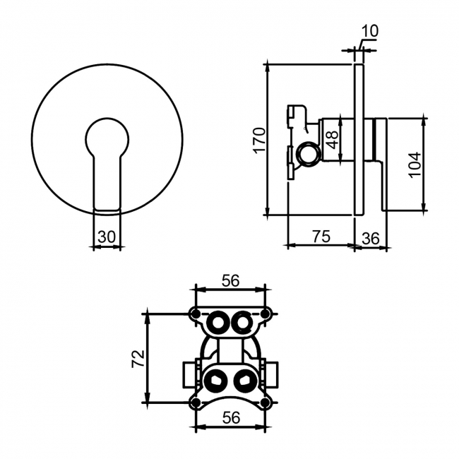 Villeroy & Boch Architectura Round Concealed Shower Valve - Chrome