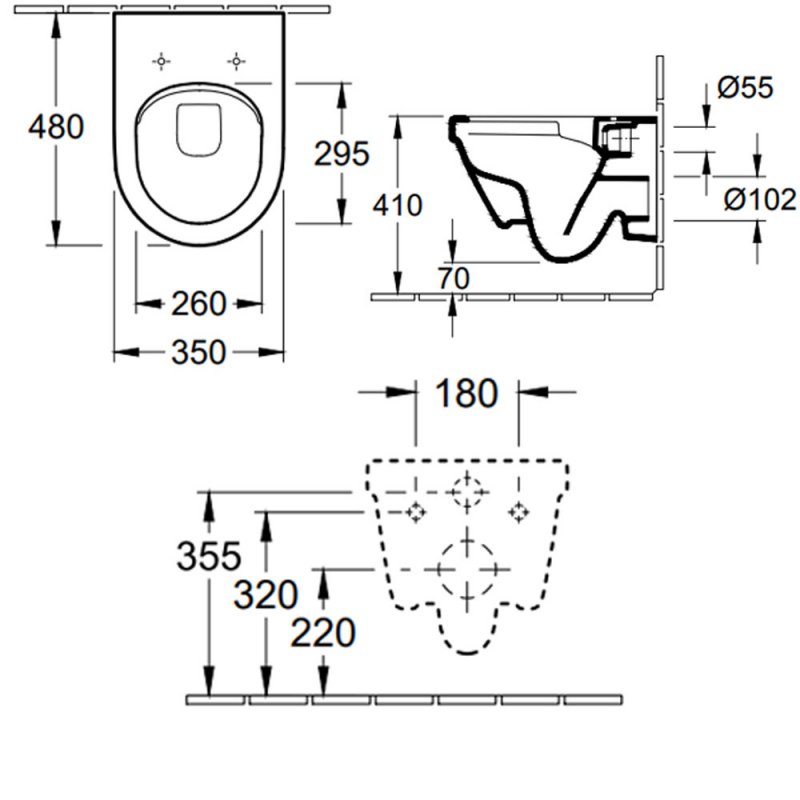 Villeroy & Boch Architectura Compact Rimless Wall Hung Toilet with Soft Close Seat