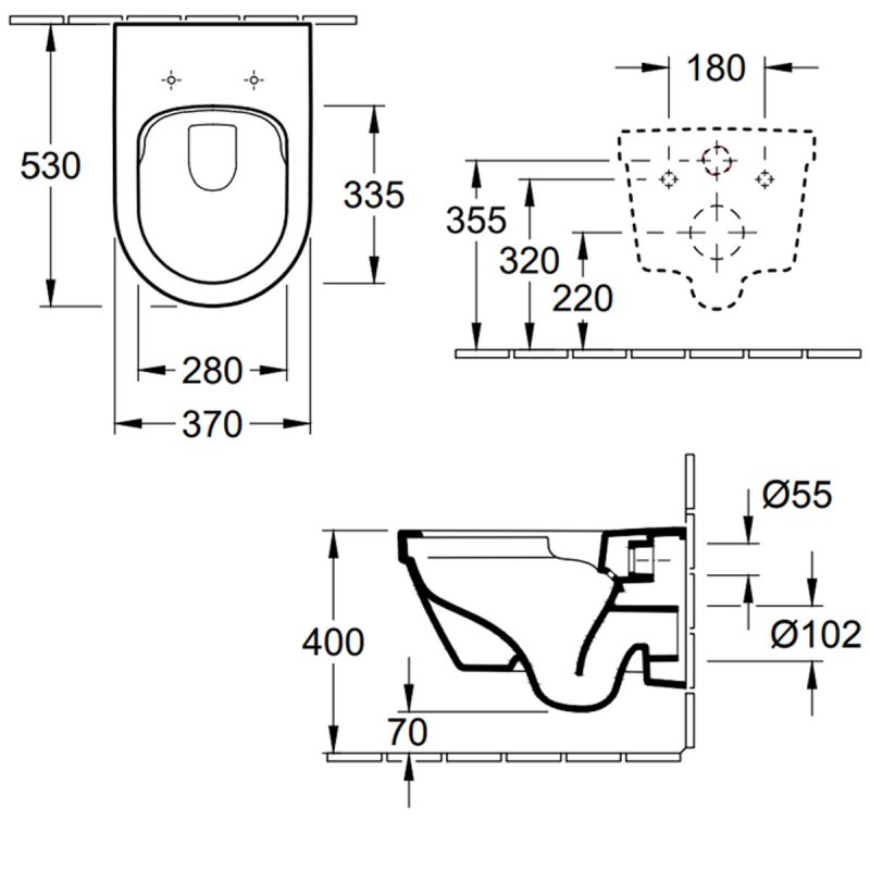 Villeroy & Boch Architectura Smooth Rimless Wall Hung Toilet White Alpin - Soft Close Seat