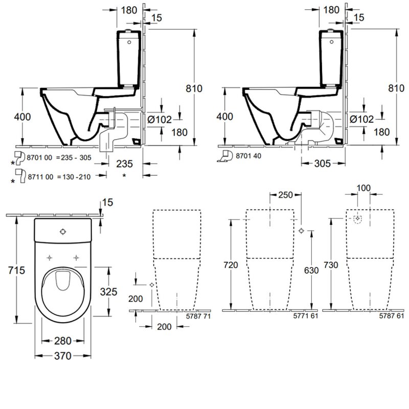 Villeroy & Boch Architectura Rimless Close Coupled Toilet with Push Button Cistern - Standard Seat