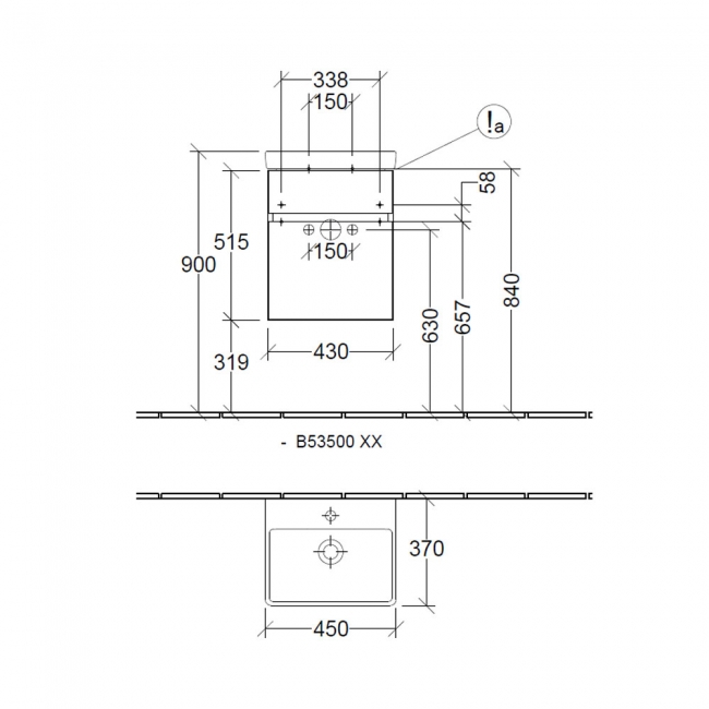 Villeroy & Boch Arto Wall Hung 1-Drawer Vanity Unit with Basin 450mm Wide - Satin White