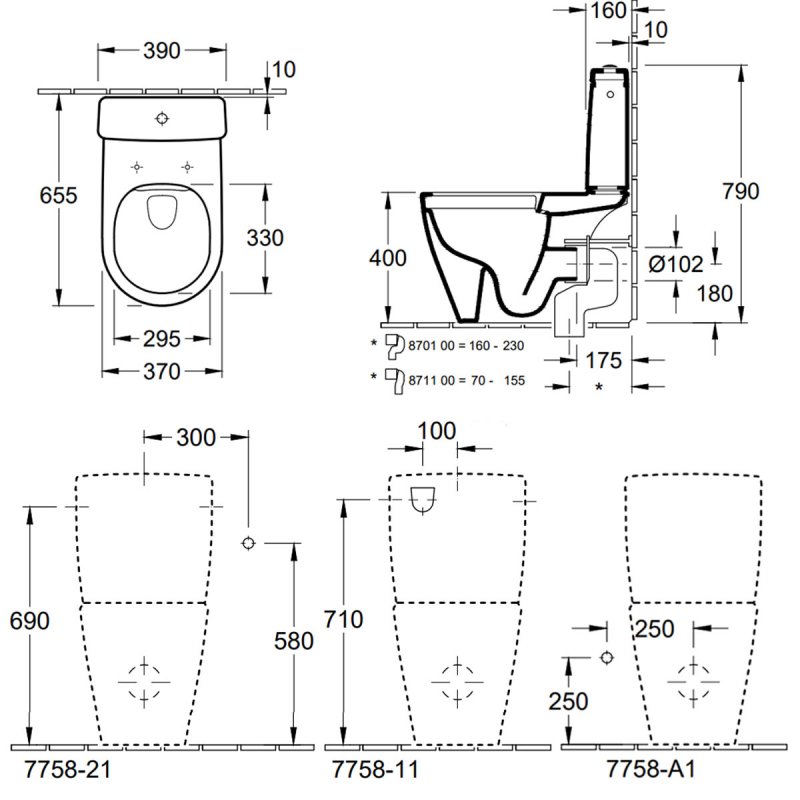 Villeroy & Boch Avento Rimless Close Coupled Toilet with Push Button Cistern - Soft Close Seat