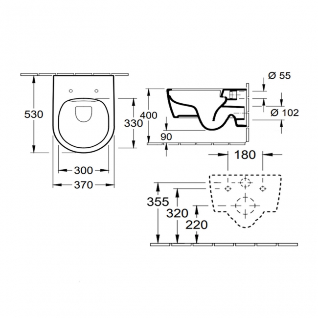 Villeroy & Boch Avento Rimless Wall Hung Toilet with Slim Seat