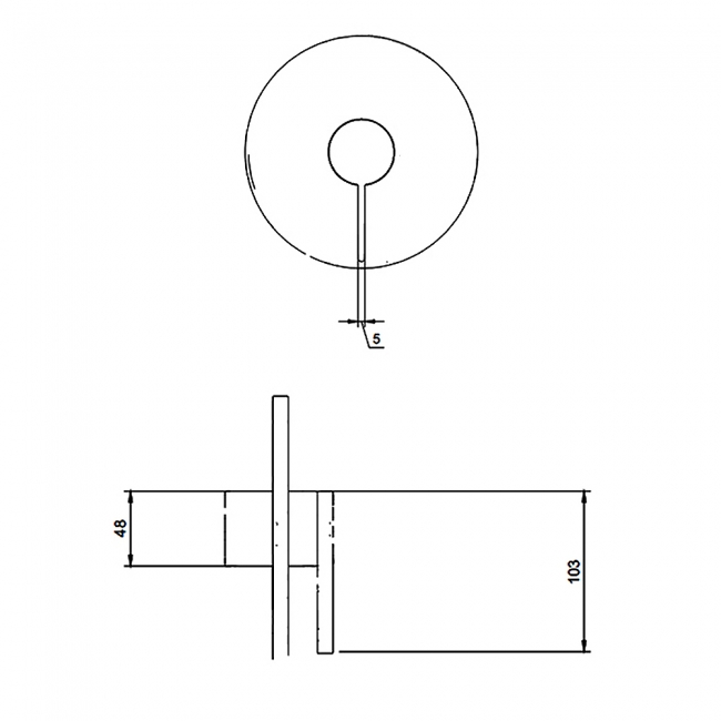 Villeroy & Boch Dawn Round Concealed Shower Valve Single Outlet - Brushed Nickel Mat  | Dimension Image