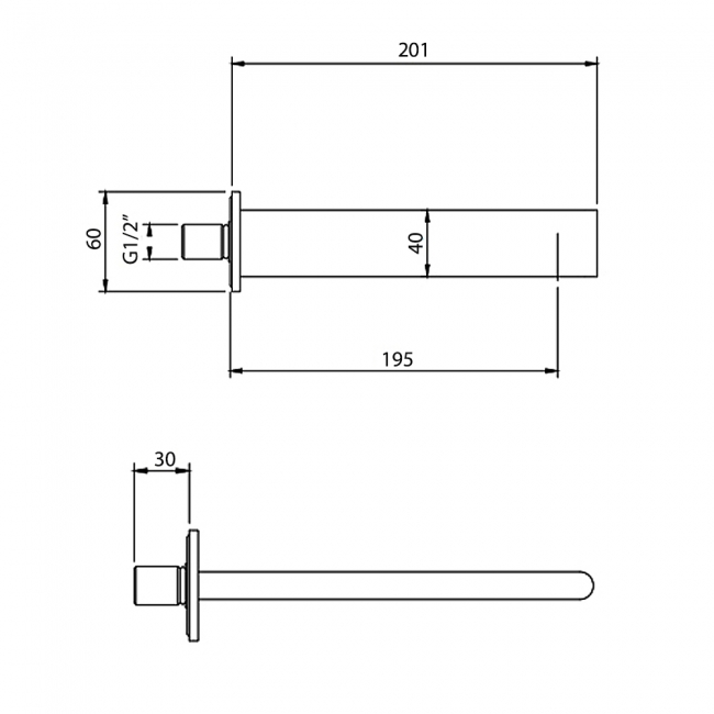 Villeroy & Boch Dawn Slim Bath Spout Wall Mounted 220mm - Chrome