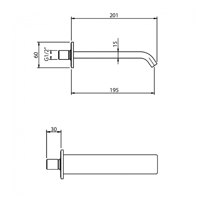 Villeroy & Boch Dawn Bath Spout Wall Mounted 201mm - Chrome